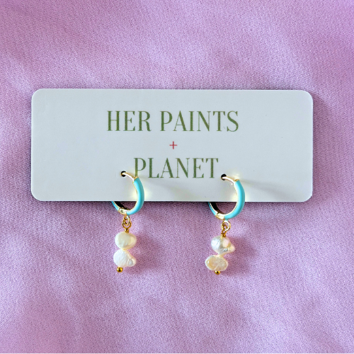 Double Freshwater Pearls Mini Hoop Earrings