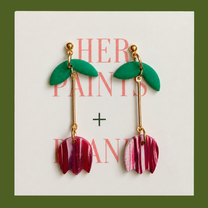 Red Tulip Drop Earrings