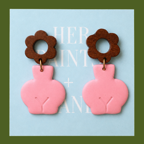 Pink Flower Vase Earrings