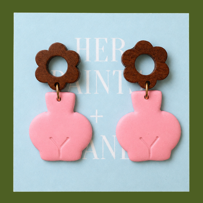 Pink Flower Vase Earrings