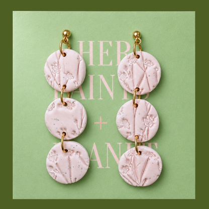 Soft Pink Round Trio Earrings