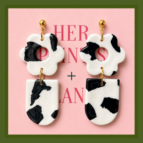 Blossom Cow Print Earrings