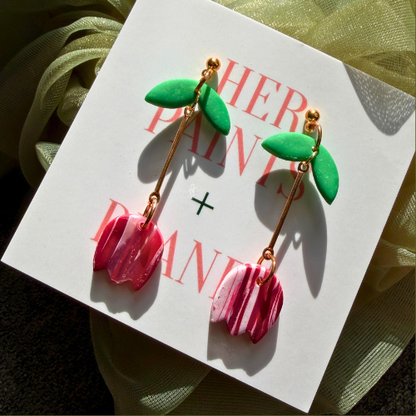 Red Tulip Drop Earrings