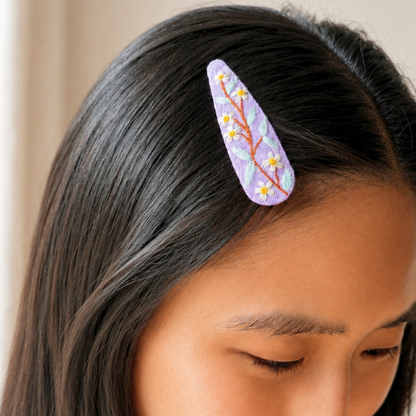 Black Colorful Garden Embroidered Hair Clips