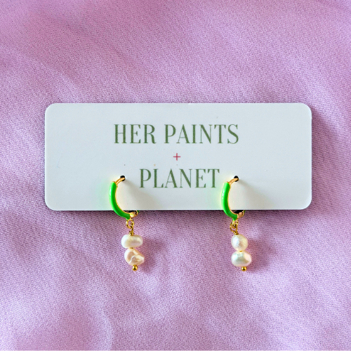 Double Freshwater Pearls Mini Hoop Earrings