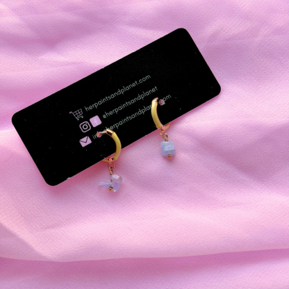 Blue Crystal Mini Hoop Earrings