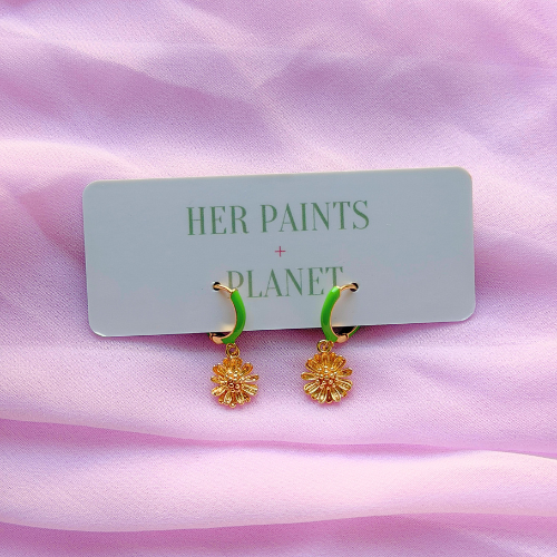 Daisy Flower Mini Hoop Earrings