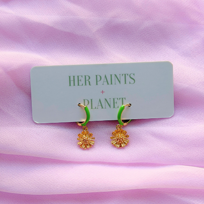 Daisy Flower Mini Hoop Earrings