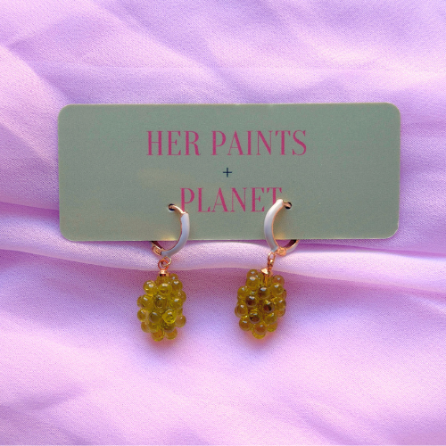 Green Grapes Mini Hoop Earrings