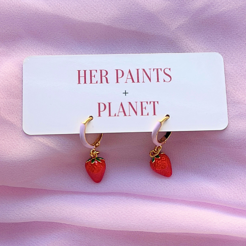 Strawberry Mini Hoop Earrings