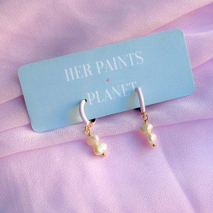 Double Freshwater Pearls Mini Hoop Earrings