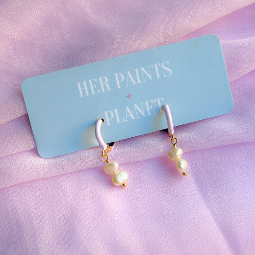 Double Freshwater Pearls Mini Hoop Earrings